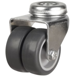 Grey Thermoplastic Rubber Tyred Twin Swivel Bolt Hole Castor