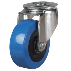 Blue Polyurethane On Nylon Heavy Duty Swivel Bolt Hole Castor