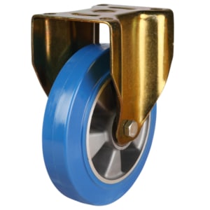 Blue Elastic Polyurethane On Aluminium Heavy Duty Gold Fixed Castor