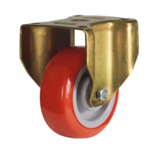 Red Polyurethane On Nylon Heavy Duty Gold Fixed Castor