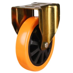 Orange Polyurethane On Nylon Heavy Duty Gold Fixed Castor