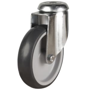 Grey Thermoplastic Rubber Tyred Swivel Bolt Hole Castor