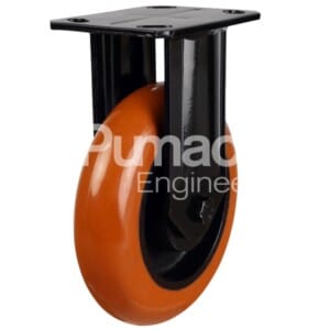 Red/brown Round Profile Polyurethane On Cast Iron Core Fixed Castor