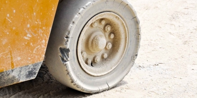 Forklift Tyre Wear on Construction Site
